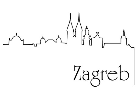 One line drawing architecture design of Zagrebのイラスト素材