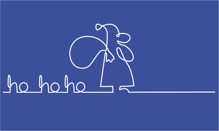 Santa Claus one line drawing on blue background.のイラスト素材