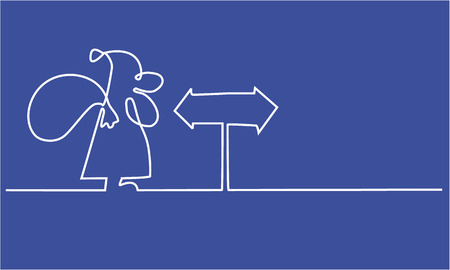 Santa Claus one line drawing on blue background.のイラスト素材