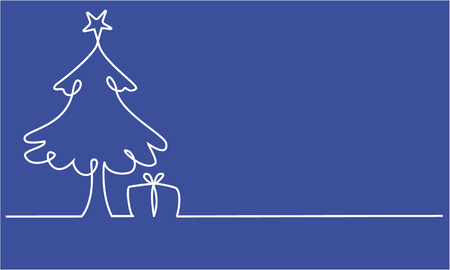 Christmas tree one line drawingのイラスト素材