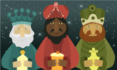 Three wise men bring presents to Jesusのイラスト素材