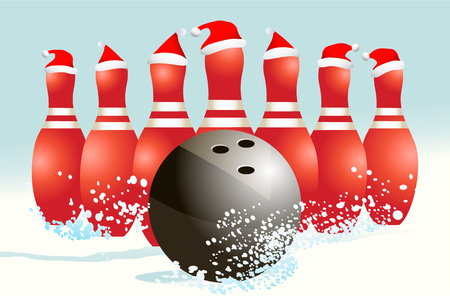 Christmas holiday bowling backgroundのイラスト素材