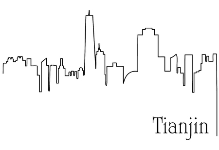 Tianjin city one line drawing backgroundのイラスト素材