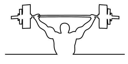 Lifting weights one line drawing background illustration.のイラスト素材