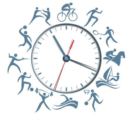 Sport clock with abstract silhouettes of active peopleのイラスト素材