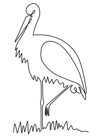 Stork one line drawing.のイラスト素材