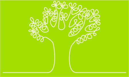 Abstract one line drawing with treeのイラスト素材