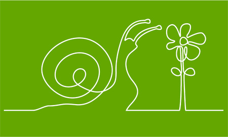 Abstract one line drawing with snail.のイラスト素材
