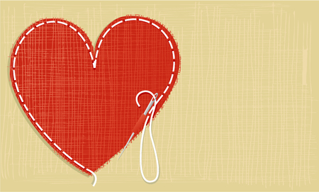 Valentine needlework background with very nice heartのイラスト素材