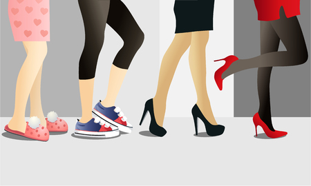 Fashion background with woman legs in shoesのイラスト素材