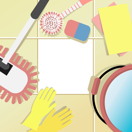 Housecleaning concept with cleaning set illustration.のイラスト素材