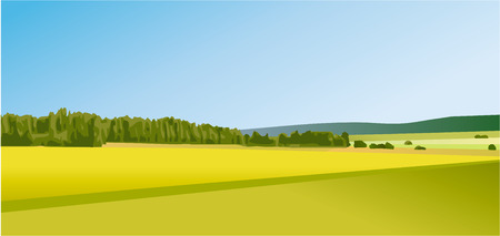 Rural landscape with green fieldsのイラスト素材