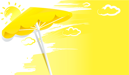 Summer sunny yellow background with umbrellaのイラスト素材