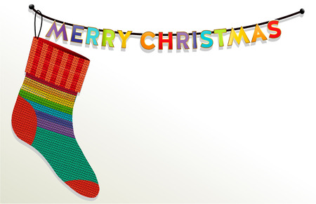 Christmas background with rainbow Christmas sock for giftsのイラスト素材