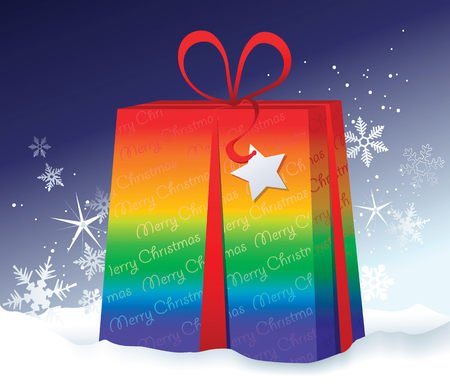 Christmas background with rainbow Christmas giftのイラスト素材