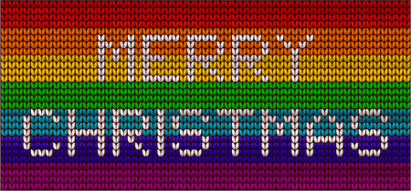 Christmas background with knitted rainbow patternのイラスト素材