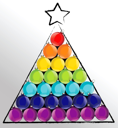 Christmas ball tree in rainbow colorsのイラスト素材