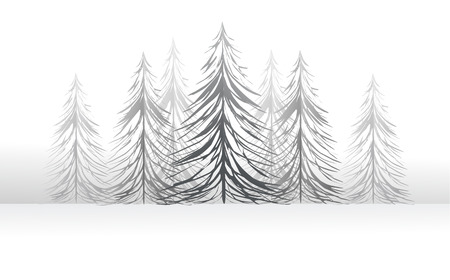 Winter forest with snow-covered treesのイラスト素材