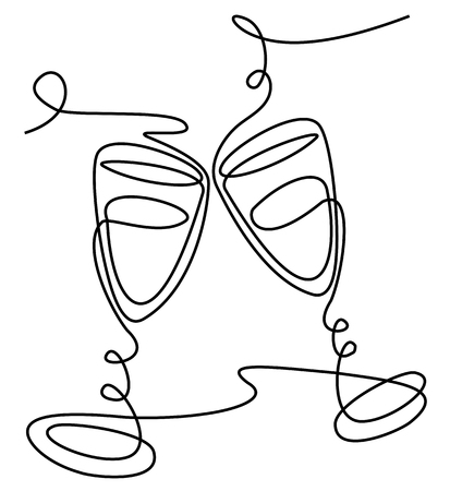 New Year abstract background one line drawingのイラスト素材