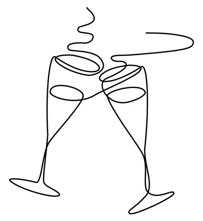 New Year abstract background one line drawingのイラスト素材