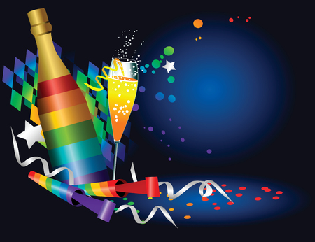 New Year rainbow party backgroundのイラスト素材