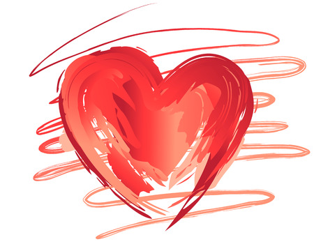 Brush painted heart vector imageのイラスト素材