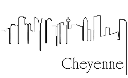 Cheyenne city one line drawing.のイラスト素材