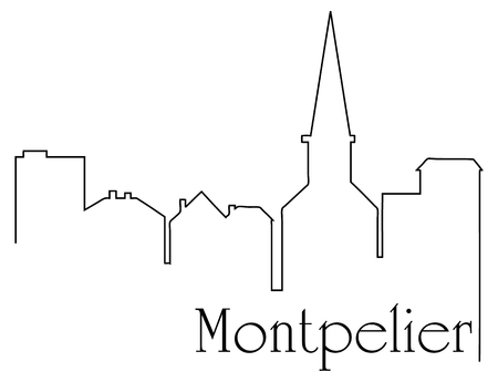 Montpelier city one line drawing.のイラスト素材