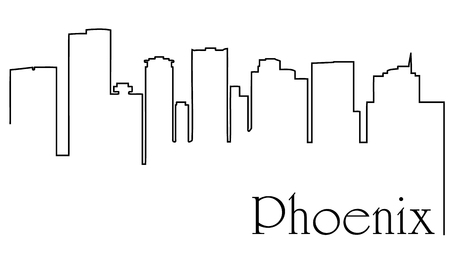 Phoenix city skyline line drawing abstractのイラスト素材