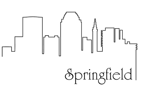Springfield city one line drawing.のイラスト素材