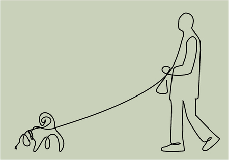 Clean up after your pet one line drawingのイラスト素材