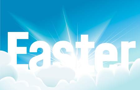 Abstract  with Easter inscription and blue skyのイラスト素材