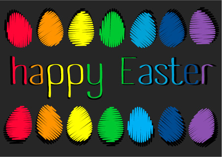 Easter holiday  with rainbow eggsのイラスト素材