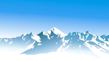 Winter landscape with high mountainsのイラスト素材