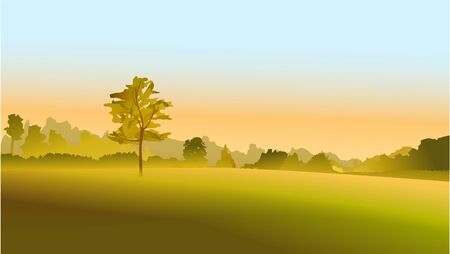 Rural landscape with green fieldsのイラスト素材