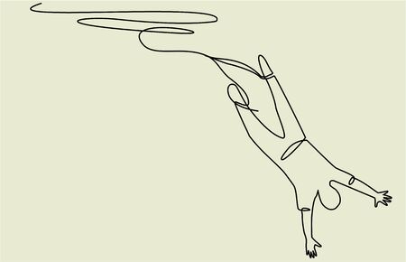 Bungee jumper one line drawingのイラスト素材