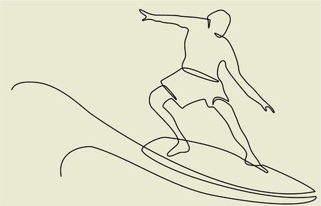 Abstract surfer one line drawingのイラスト素材