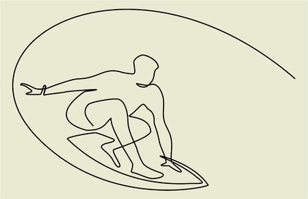 Abstract surfer one line drawingのイラスト素材