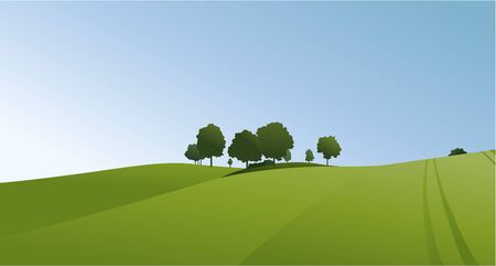 Rural landscape with green fieldsのイラスト素材