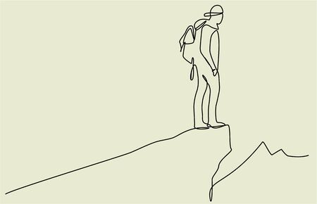 Mountain traveler one line drawingのイラスト素材