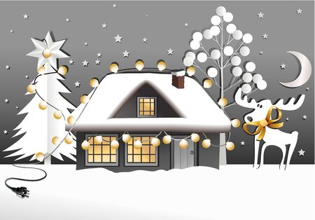 Christmas holiday background with Christmas decorationsのイラスト素材
