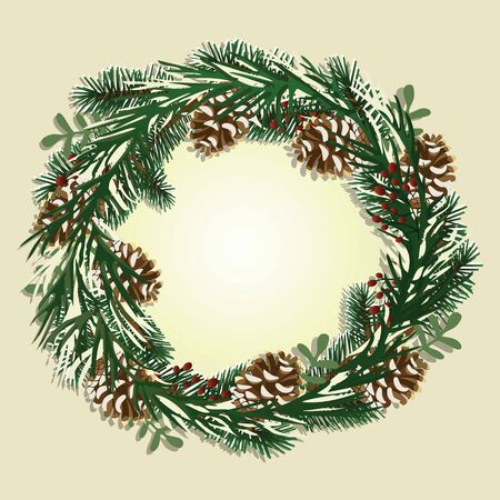 Holiday  with Christmas wreathのイラスト素材
