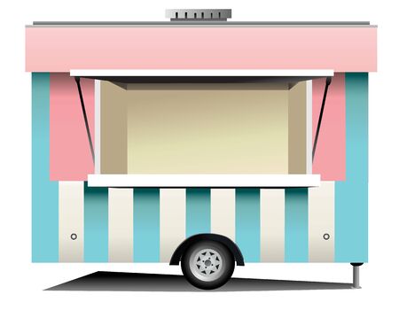 Street Fast Food Store on Wheels, Mobile Food Trailerのイラスト素材