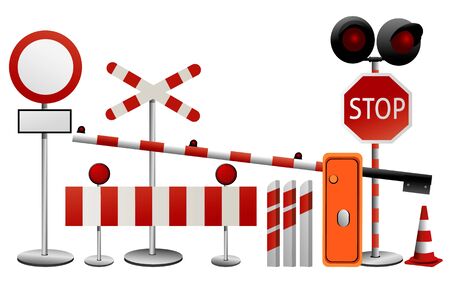 Road stop signs and barriersのイラスト素材