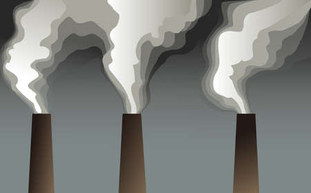 Factory chimneys emitting pollutants into the airのイラスト素材