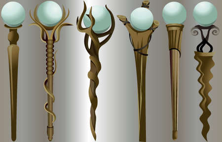 Collection of wooden magic wandsのイラスト素材