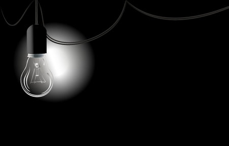 Non-luminous light bulb in a dark room illuminating with the light of a flashlightのイラスト素材