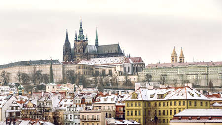 Prague Castle in Winter, one of the largest castles in the world, Most Iconic Landmark in the Czech Republicのeditorial素材