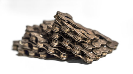 Old Used Metal Bicycle Chain