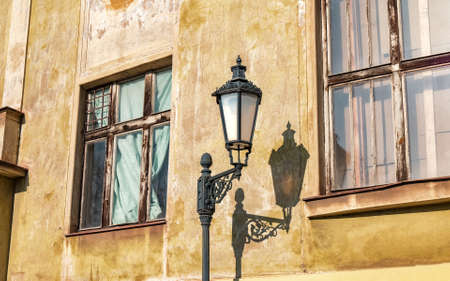 Lamp Post in Front of Creepy Houseの写真素材
